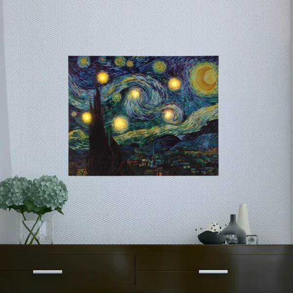 Lighted Wall Art Canvas Featuring Van Gogh's - Starry Night