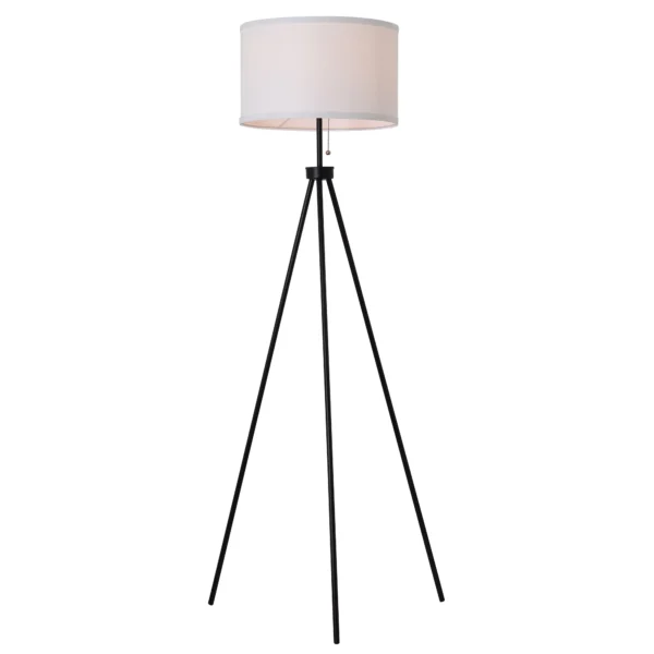 58-inch Black Metal Tripod Floor Lamp