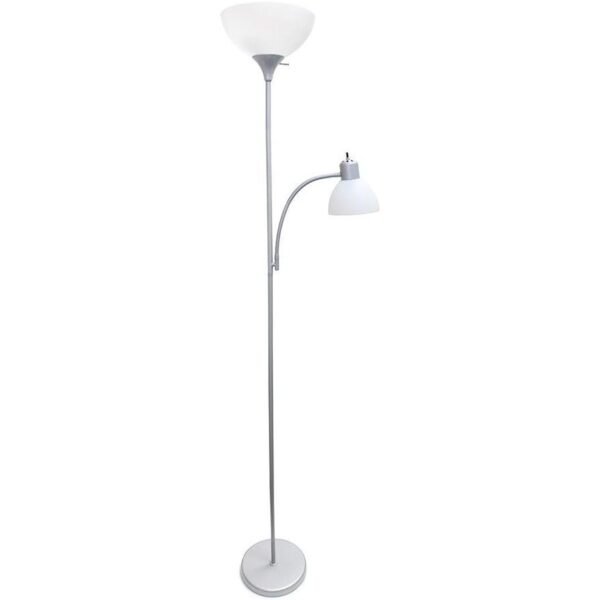 LF2000-SLV Mother-Daughter Floor Lamp with Reading Light, Silver