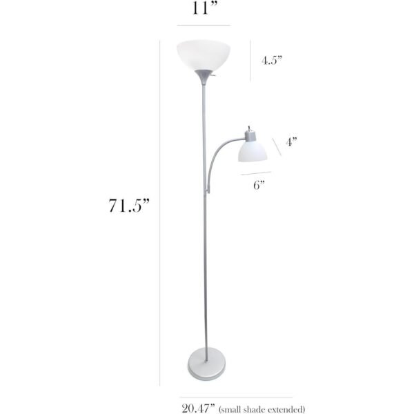 LF2000-SLV Mother-Daughter Floor Lamp with Reading Light, Silver - Image 3