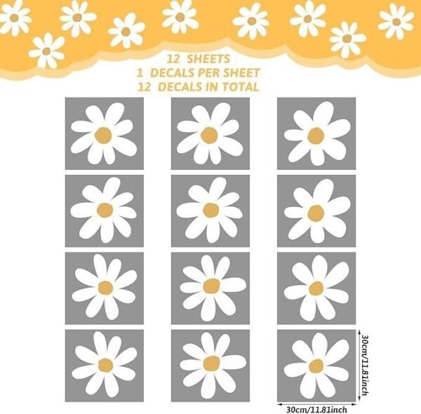 12 Sheets Daisy Wall Decals Flower Wall Stickers Large Daisy Wall Stickers - Image 2