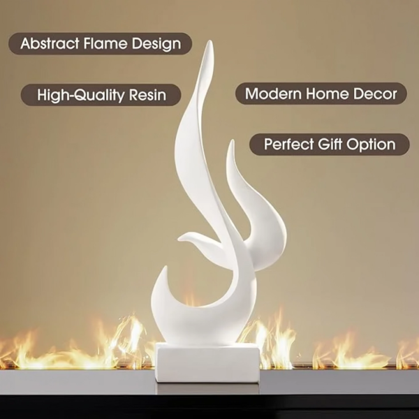 White Flame Abstract Sculpture Resin Art Statue Modern Home Decor - Image 3