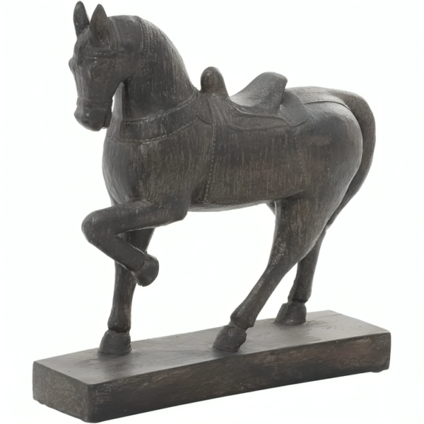 79 Polystone Horse Decorative Sculpture Home Decor Statue, Accent Figurine 9" x 3" x 9", Brown