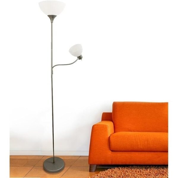 LF2000-SLV Mother-Daughter Floor Lamp with Reading Light, Silver - Image 2