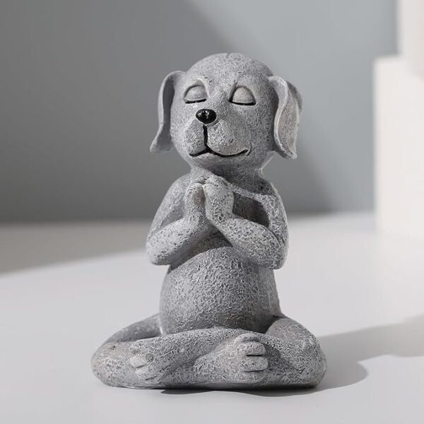 Meditating Buddha Dog Statue, 5" Resin Yoga Dog Figurine