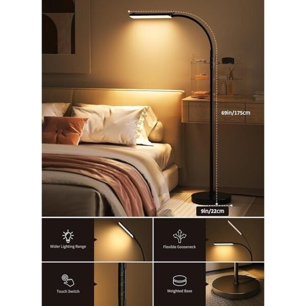 LED Floor Lamp - 18W Bright Lamp with Remote & Touch Control - 4 Color Temperatures - Image 2