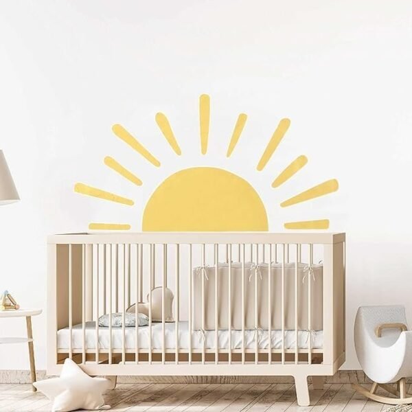 Large Half Sun Wall Decal - Nursery Decor | Kids Room Wall Art | Removable Sunburst Wall Stickers - Image 3