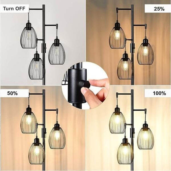 Dimmable Floor Lamp, 3 x 800LM LED Edison Bulbs Included - Image 2