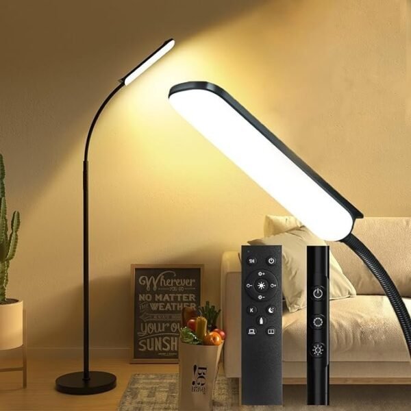 LED Floor Lamp - 18W Bright Lamp with Remote & Touch Control - 4 Color Temperatures