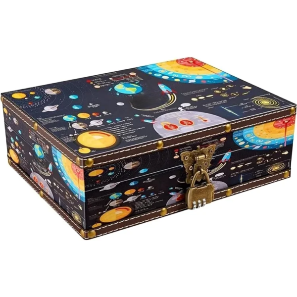 Wooden Jewelry Keepsakes Storage Box for Birthday Office Home Decoration - Universe Pattern - Image 2