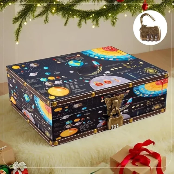 Wooden Jewelry Keepsakes Storage Box for Birthday Office Home Decoration - Universe Pattern
