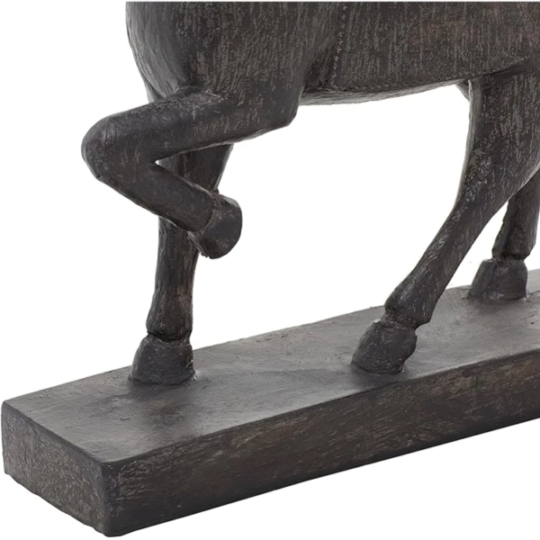 79 Polystone Horse Decorative Sculpture Home Decor Statue, Accent Figurine 9" x 3" x 9", Brown - Image 2