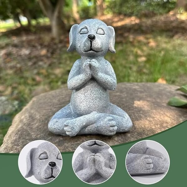 Meditating Buddha Dog Statue, 5" Resin Yoga Dog Figurine - Image 3