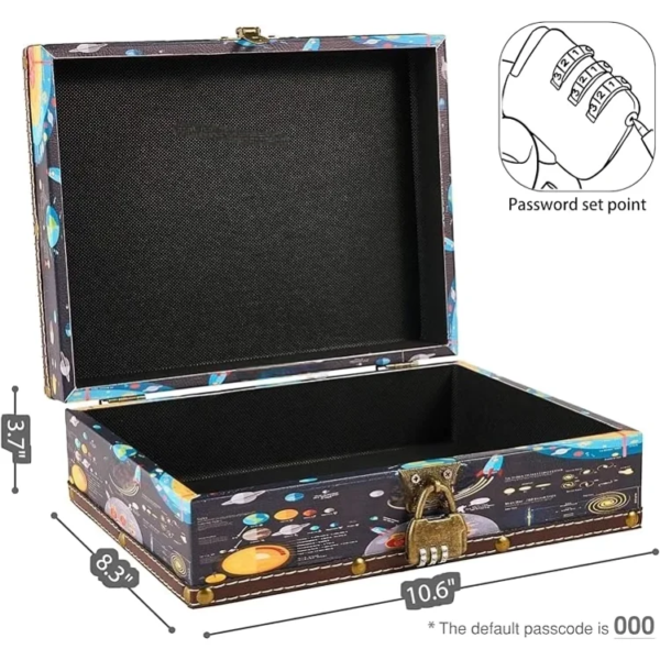 Wooden Jewelry Keepsakes Storage Box for Birthday Office Home Decoration - Universe Pattern - Image 3