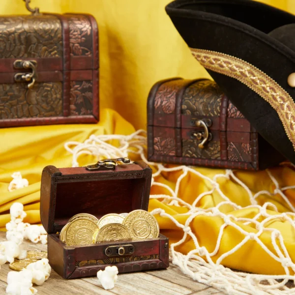 Set of 3 Small Wooden Treasure Chest Boxes - Assorted Sizes - Image 2