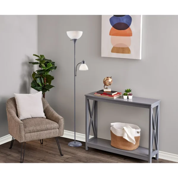 72-inch Silver Combo Floor Lamp With Reading Lamp - Image 2