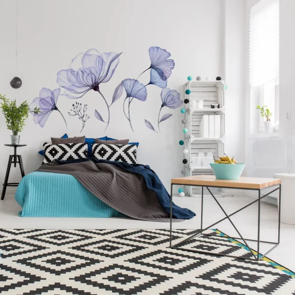 3D Blue Blossoms Flower Wall Stickers/Decals - Image 3