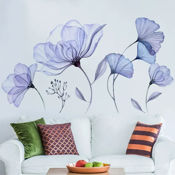 3D Blue Blossoms Flower Wall Stickers/Decals - Image 2