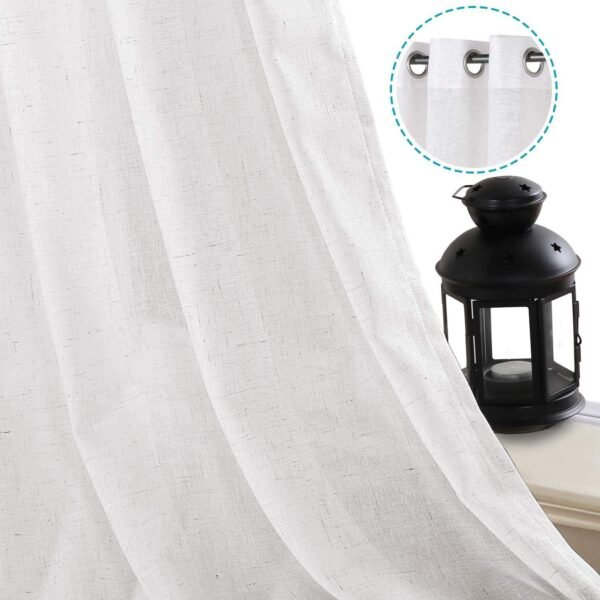 Set of 2 Natural Effect Extra Long Curtains (52 by 108 Inch) White - Image 2