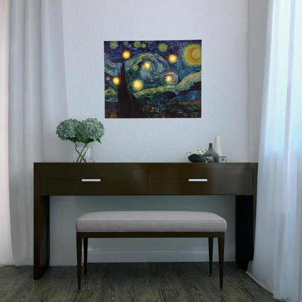 Lighted Wall Art Canvas Featuring Van Gogh's - Starry Night - Image 4
