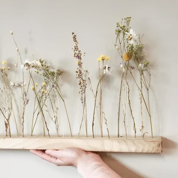 Summer Meadow dried flowers Flowergram & noble oak, wooden arrangement