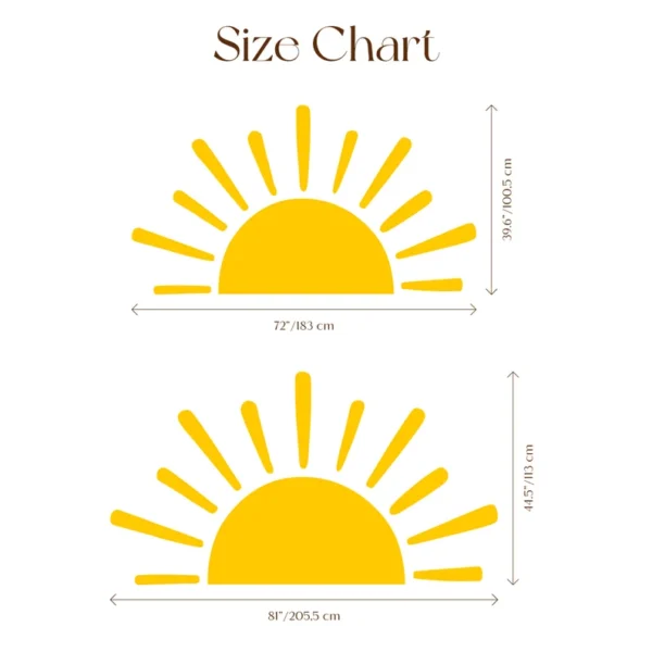 Large Half Sun Wall Decal - Nursery Decor | Kids Room Wall Art | Removable Sunburst Wall Stickers - Image 2